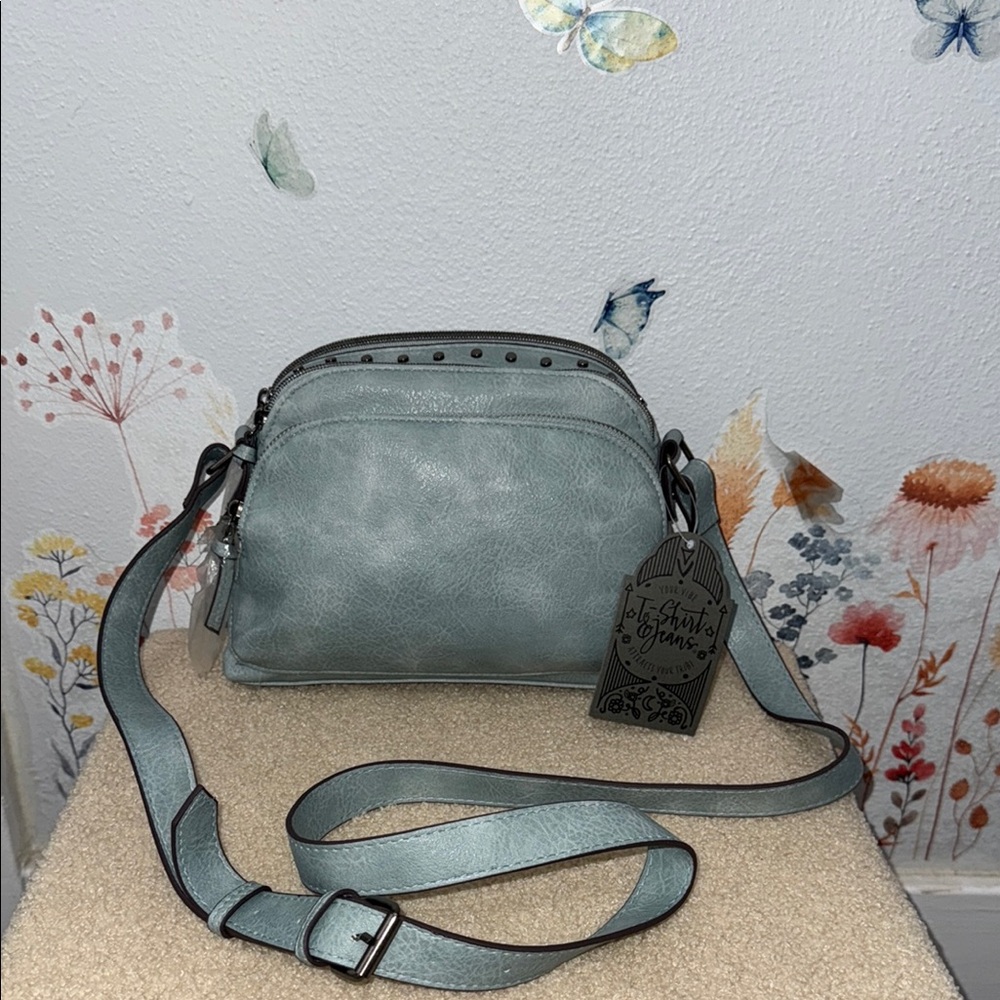T-Shirt & Jeans Light Blue Studded Handbag